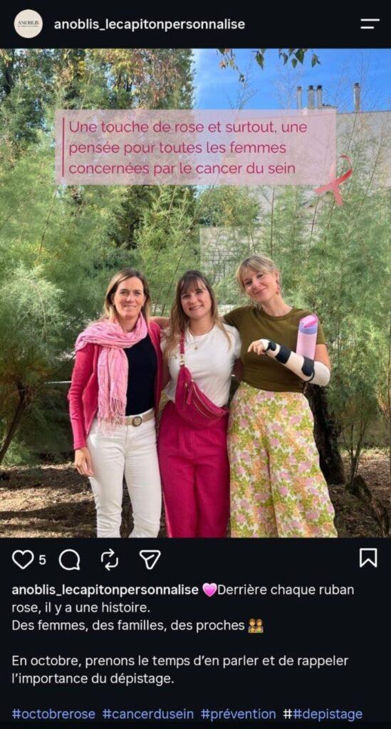 Photo de Débora, Jeanne-Marie et Manon habillées en rose pour apporter leur soutien à la cause d'Octobre Rose